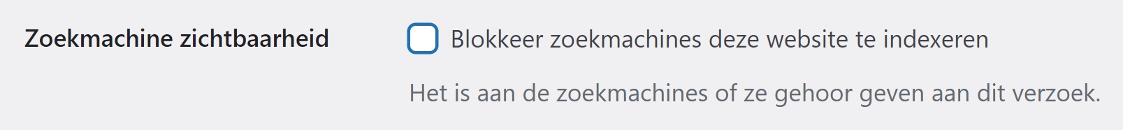 zoekmachines toestaan website te indexeren