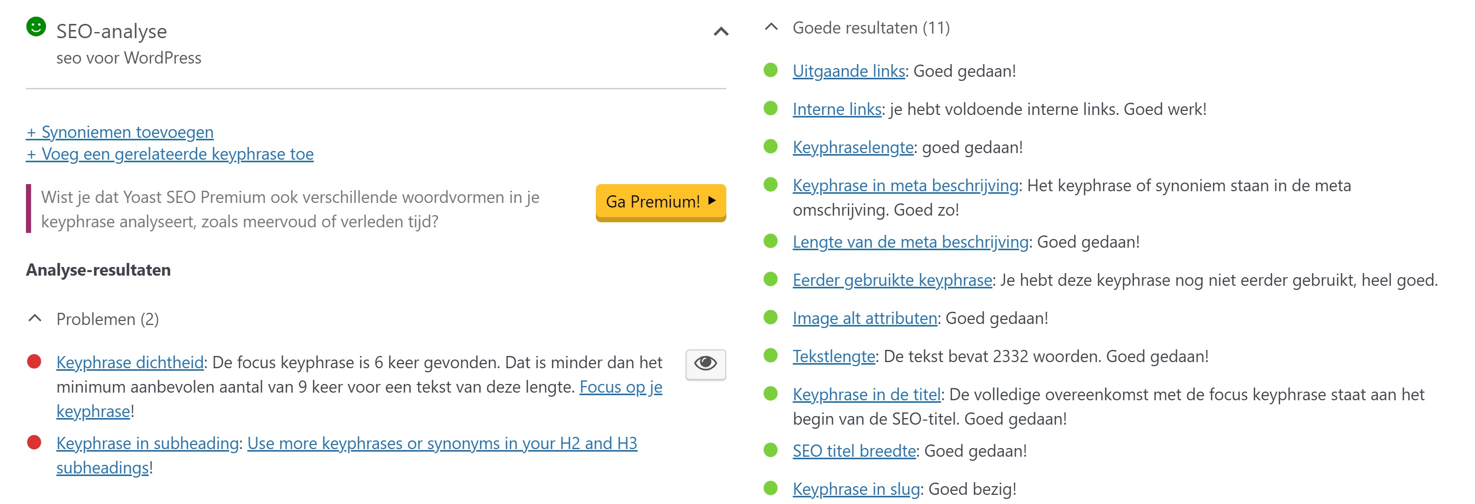 yoast content analyse