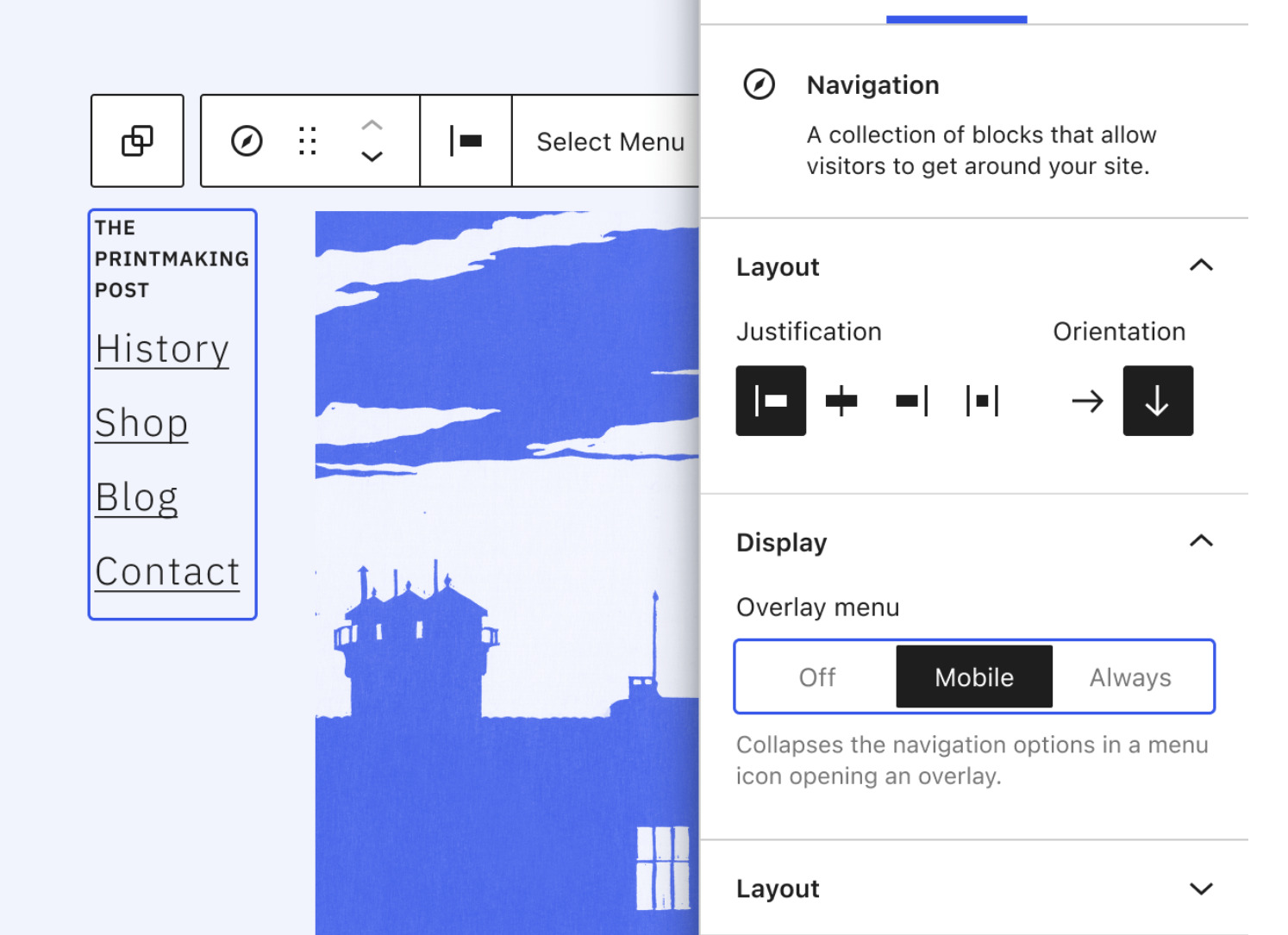 navigatieblok in wordpress 5.9