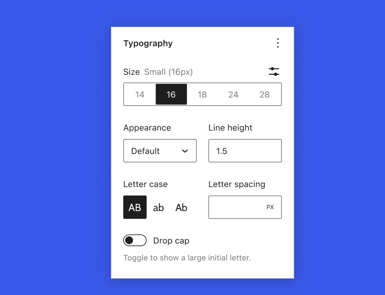 typografie in wordpress 5.9