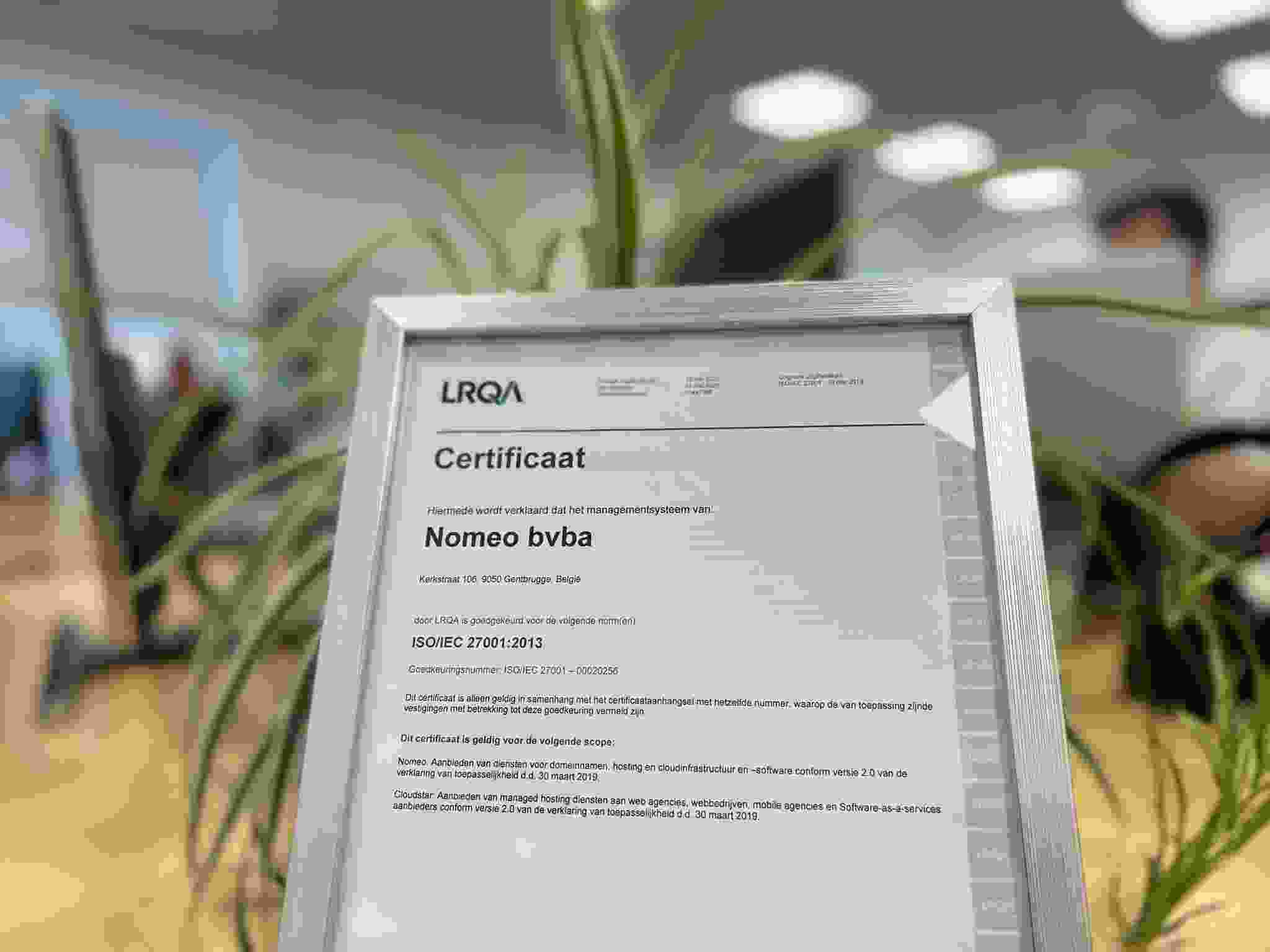 Een hernieuwd ISO 27001-certificaat