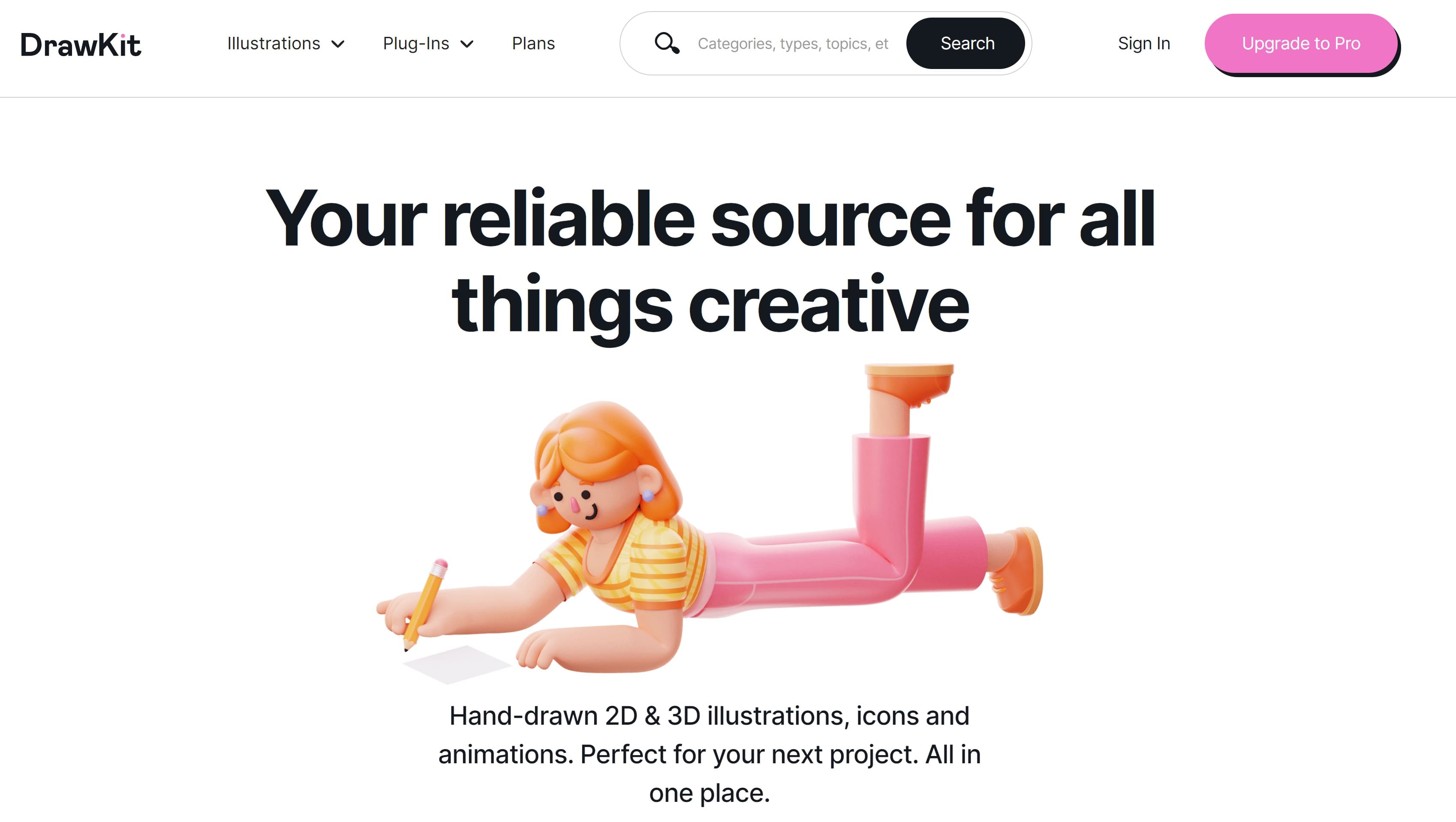 homepagina drawkit.com - website voor gratis illustraties