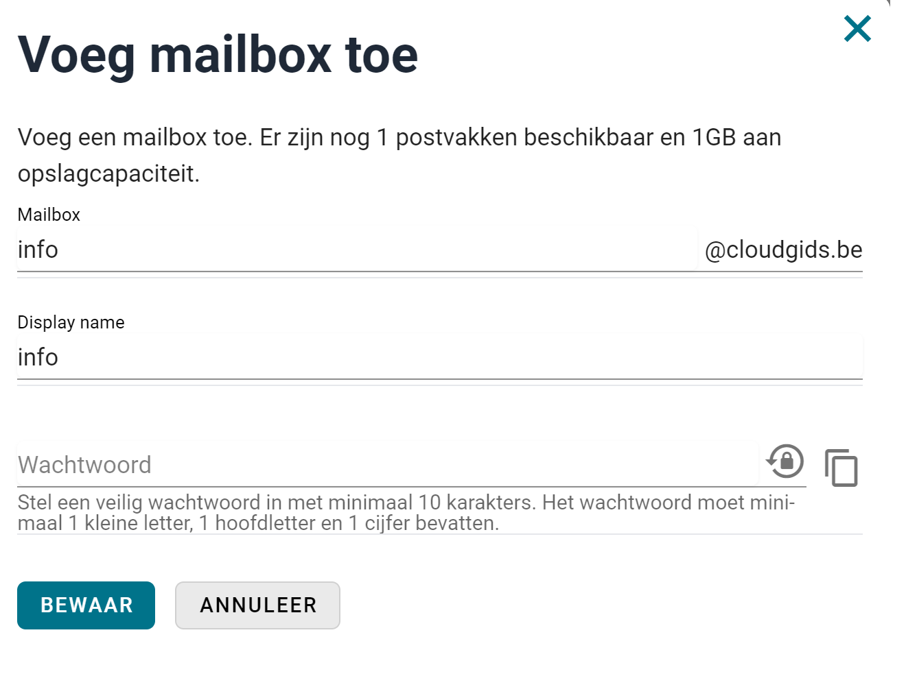 mailbox aanmaken