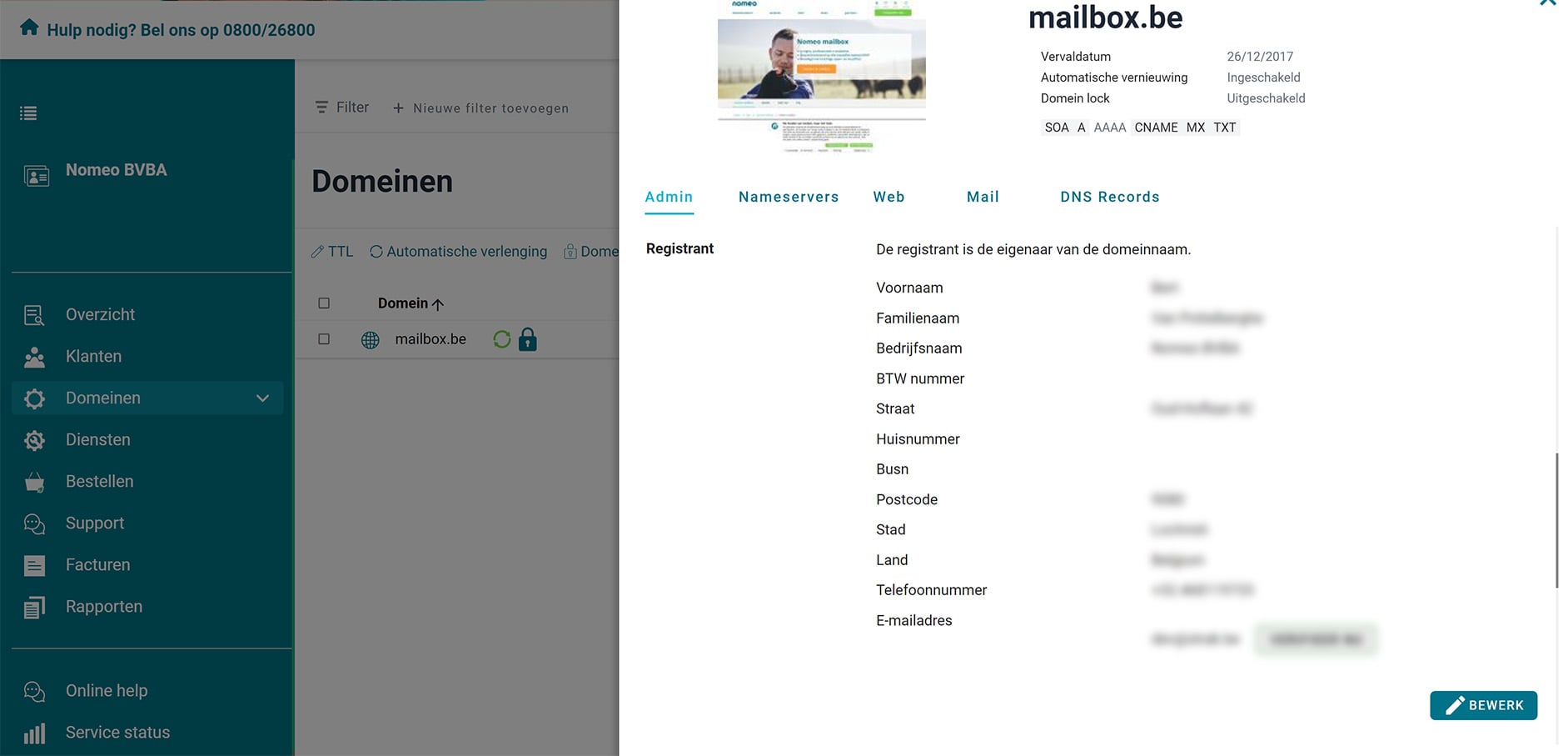 Pas contactgegevens aan Pas contactgegevens aan screenshot