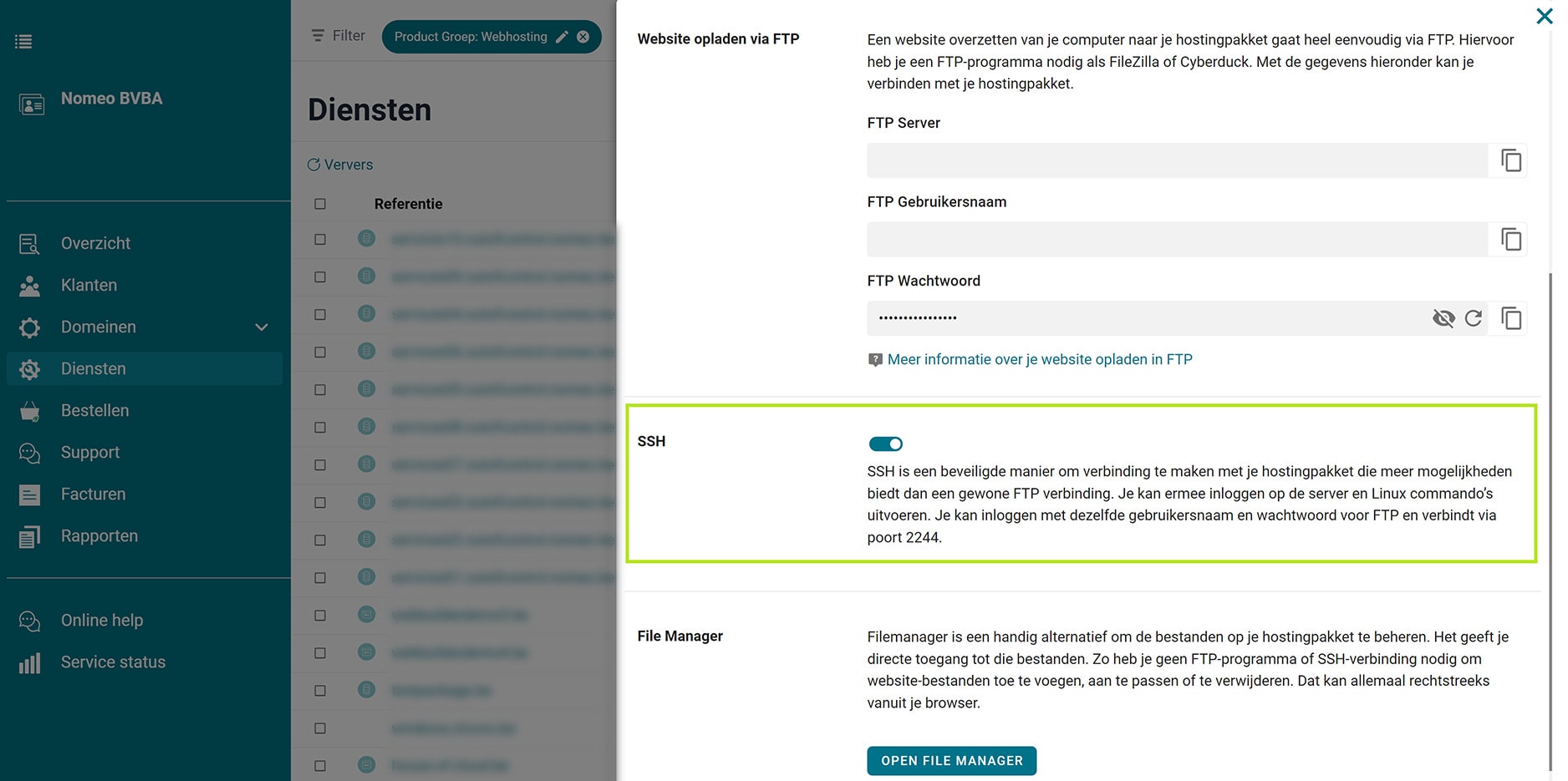 Activeer SSH Activeer SSH screenshot