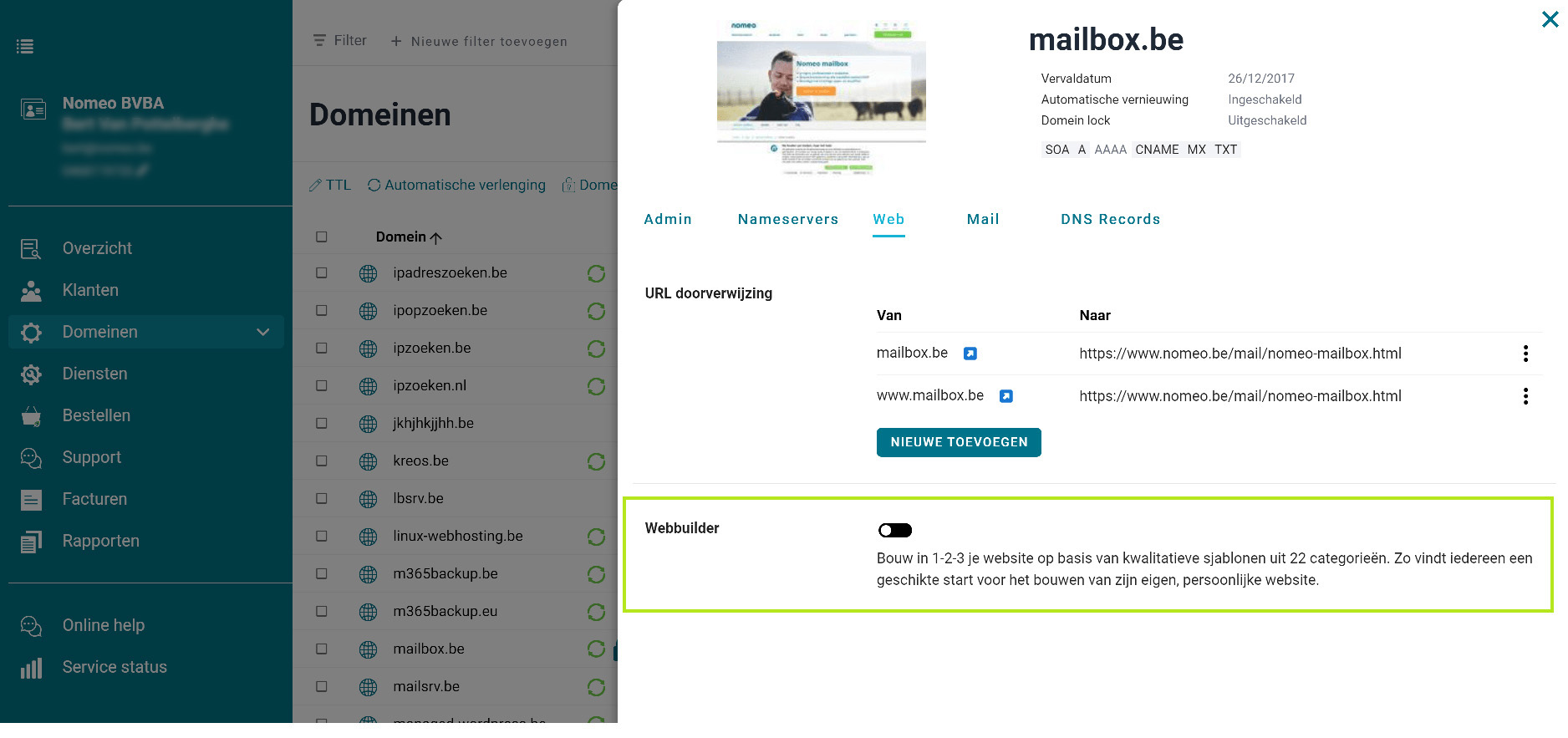 Webbuilder screenshot