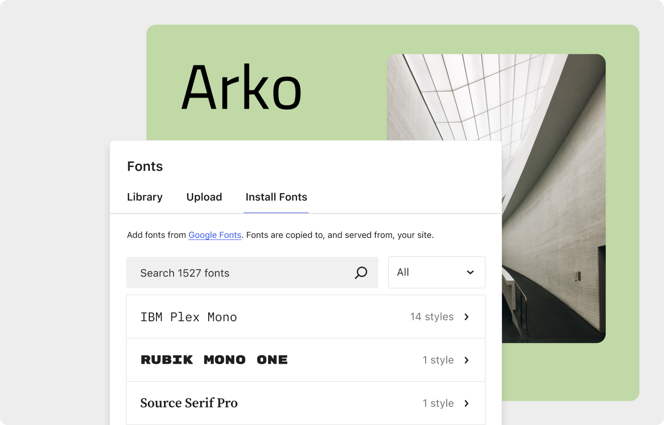WordPress 6.5 font library