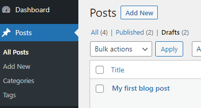 Creating a new post in WordPress