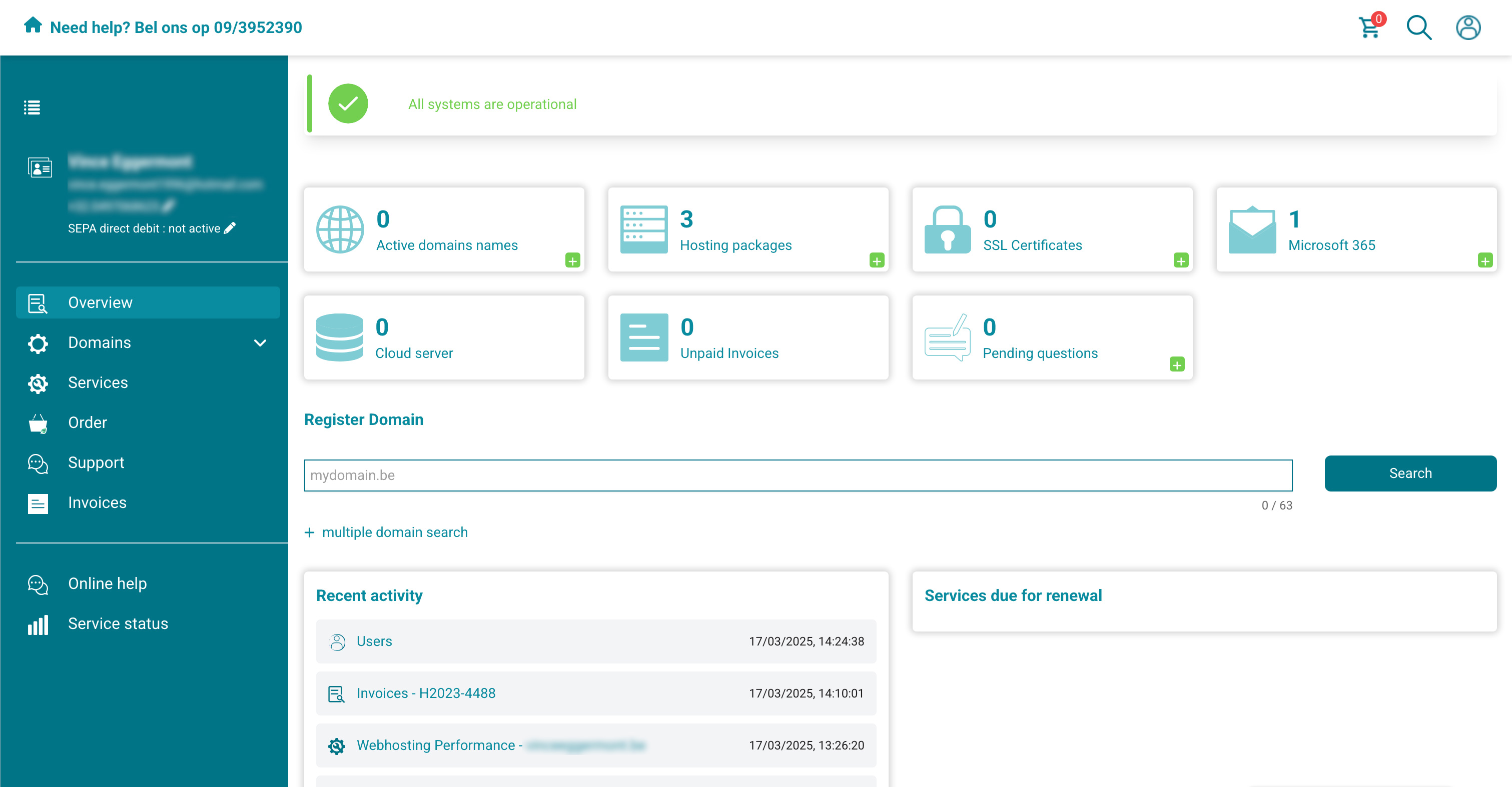 Nomeo control panel