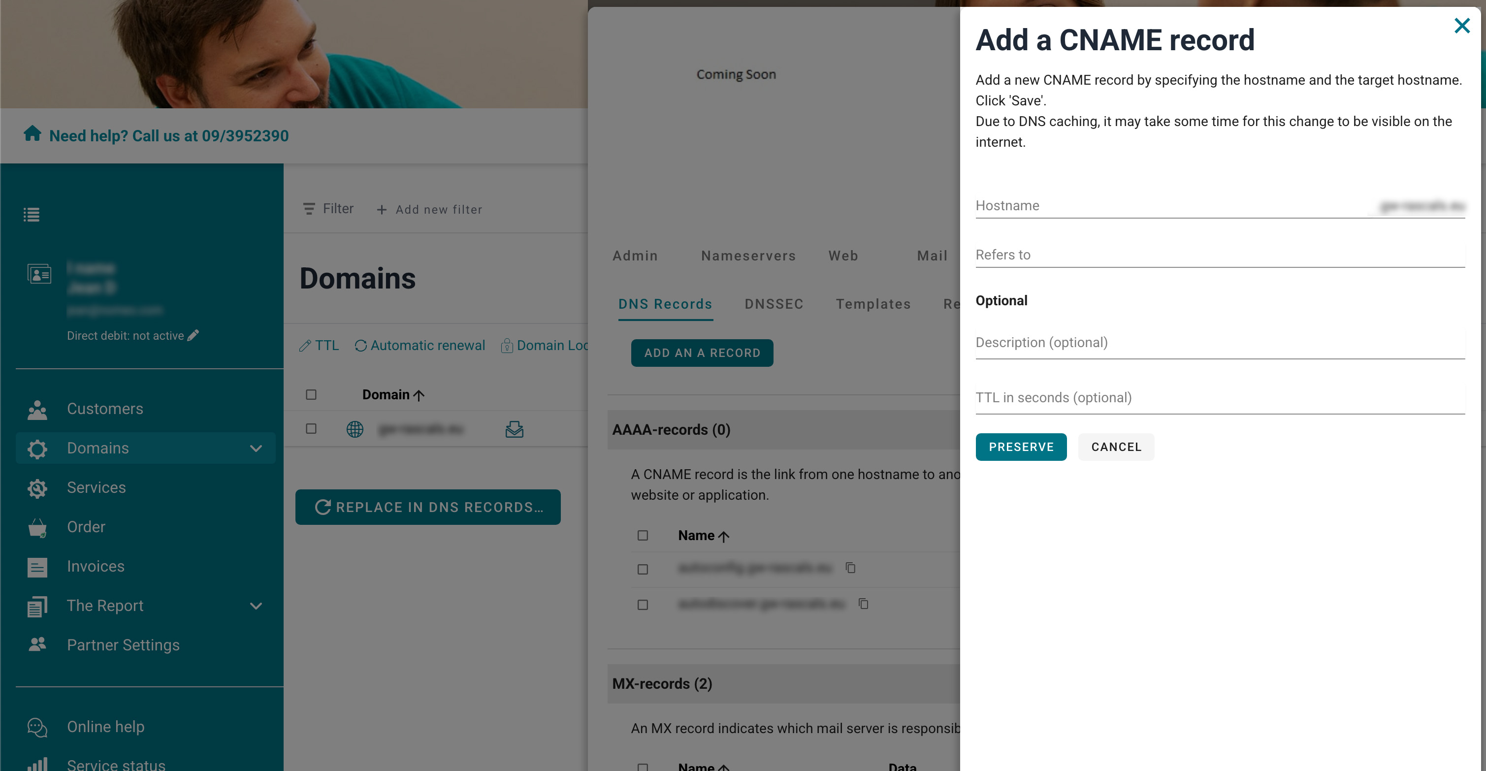 CNAME-records screenshot