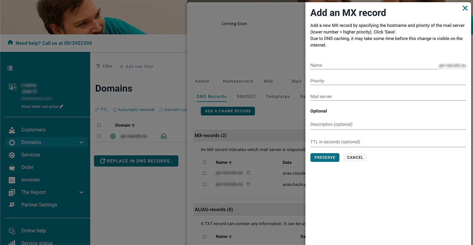 MX-records screenshot