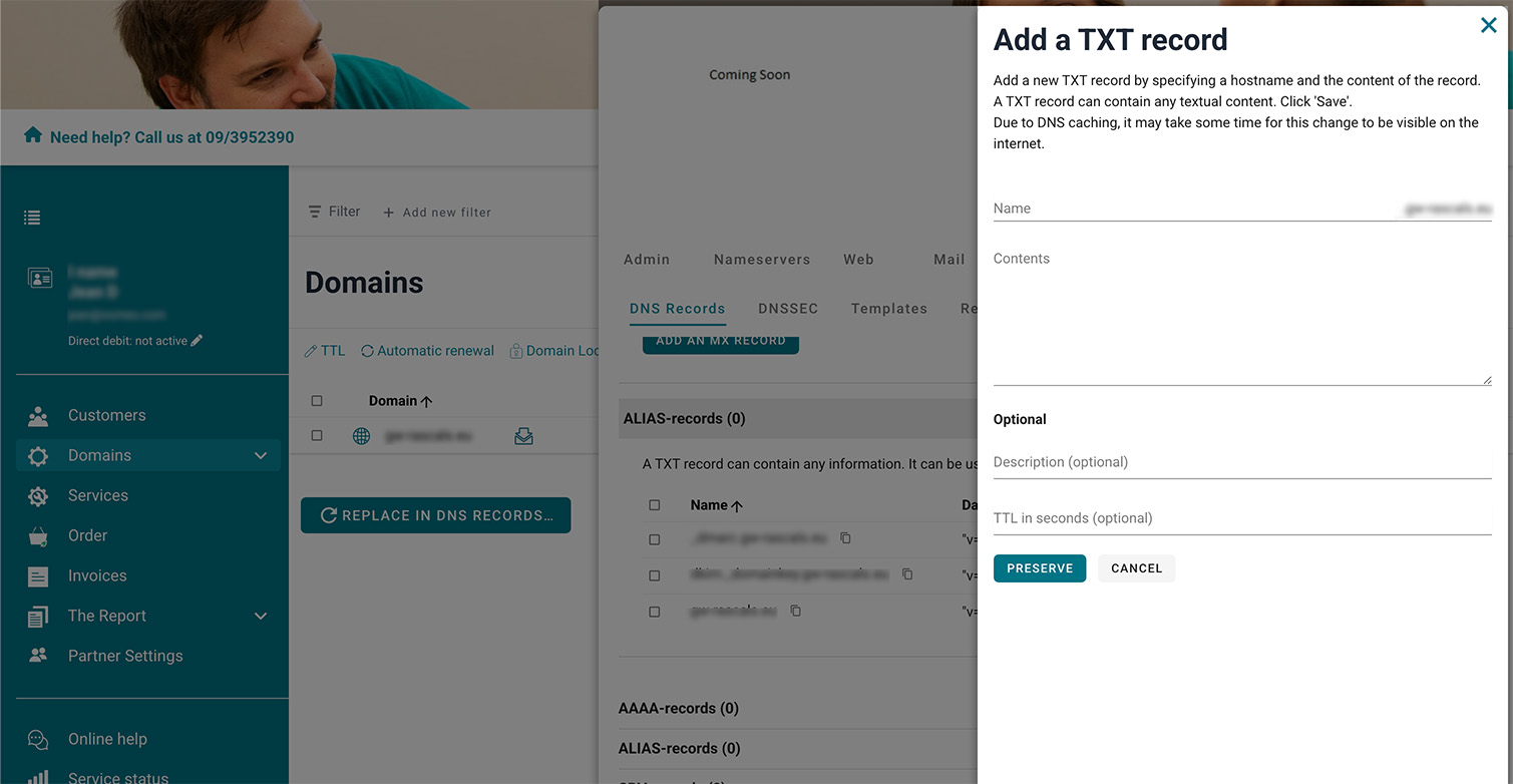 TXT-records screenshot