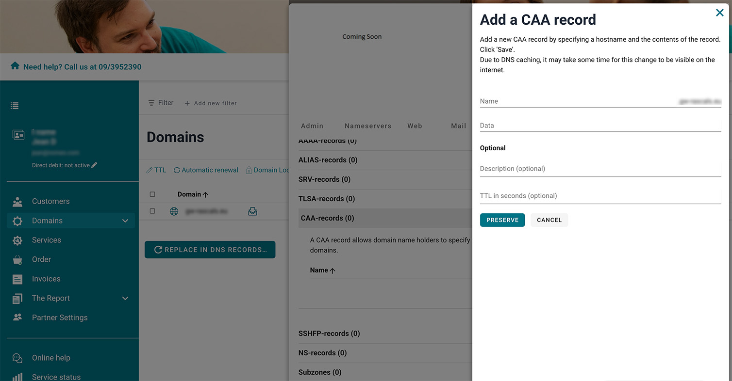 CAA-records screenshot