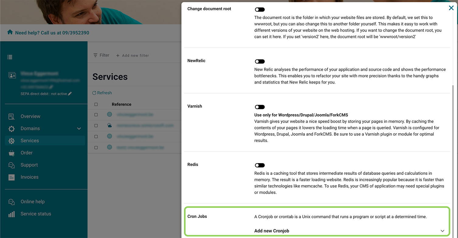 Cronjobs screenshot