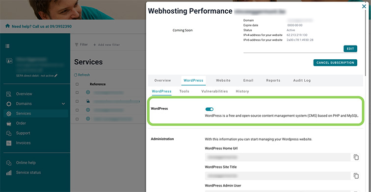 Install WordPress screenshot