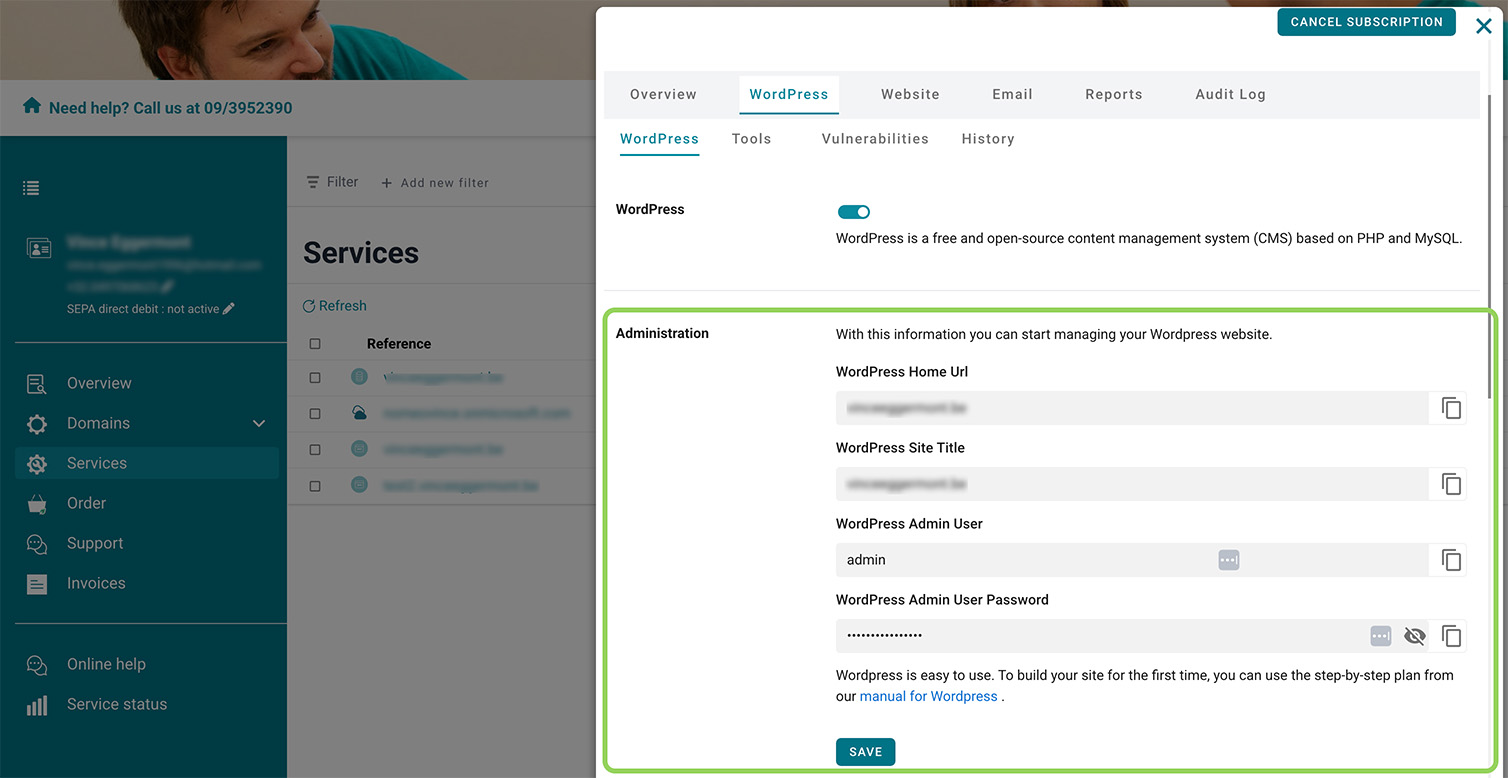 WordPress settings screenshot