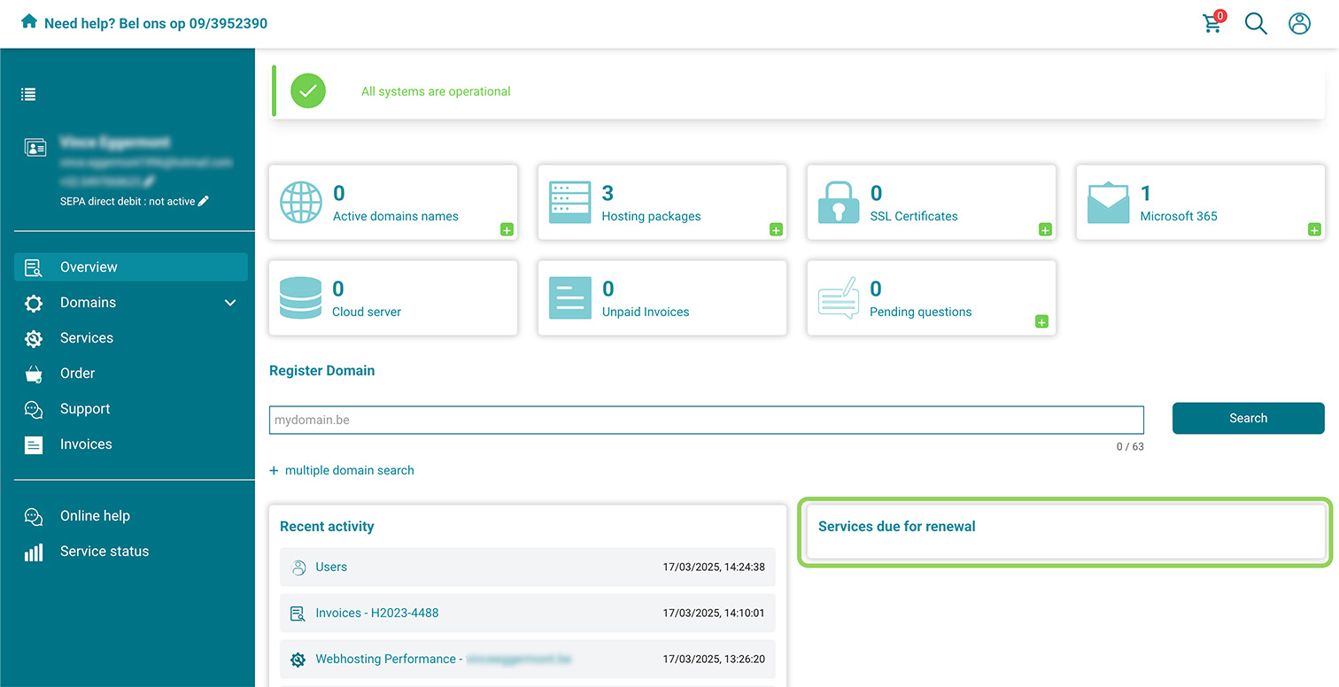 Services to renew screenshot