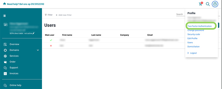 Two-factor authentication screenshot