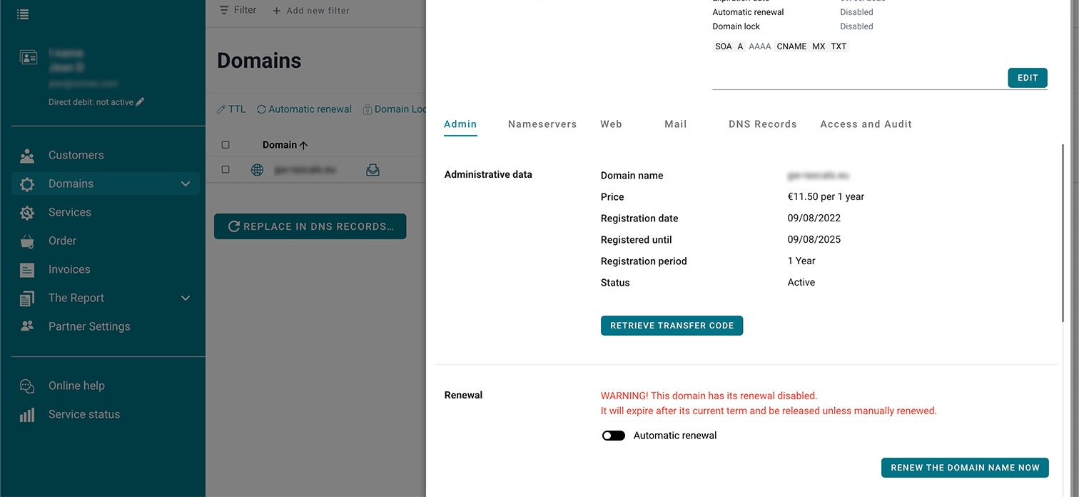 Edit contact details screenshot