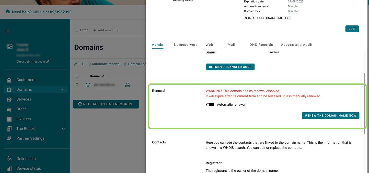Automatic renewal screenshot