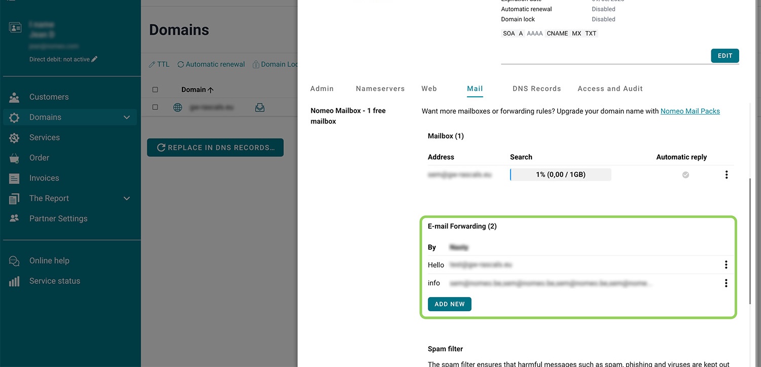 Forward email screenshot