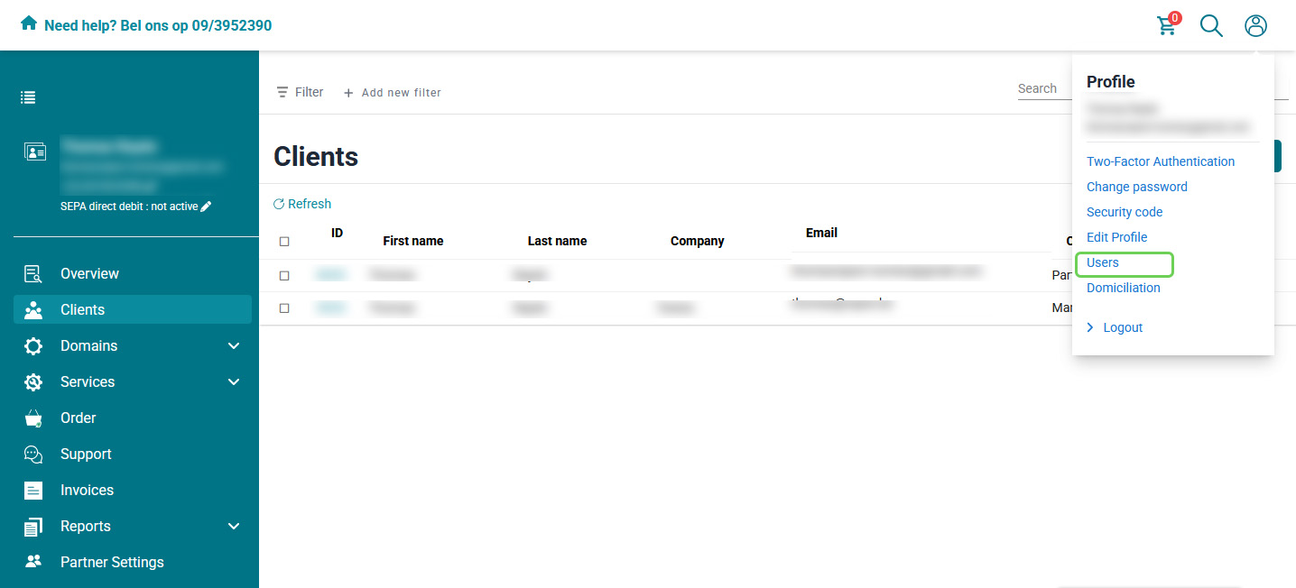 Assign rights to users screenshot