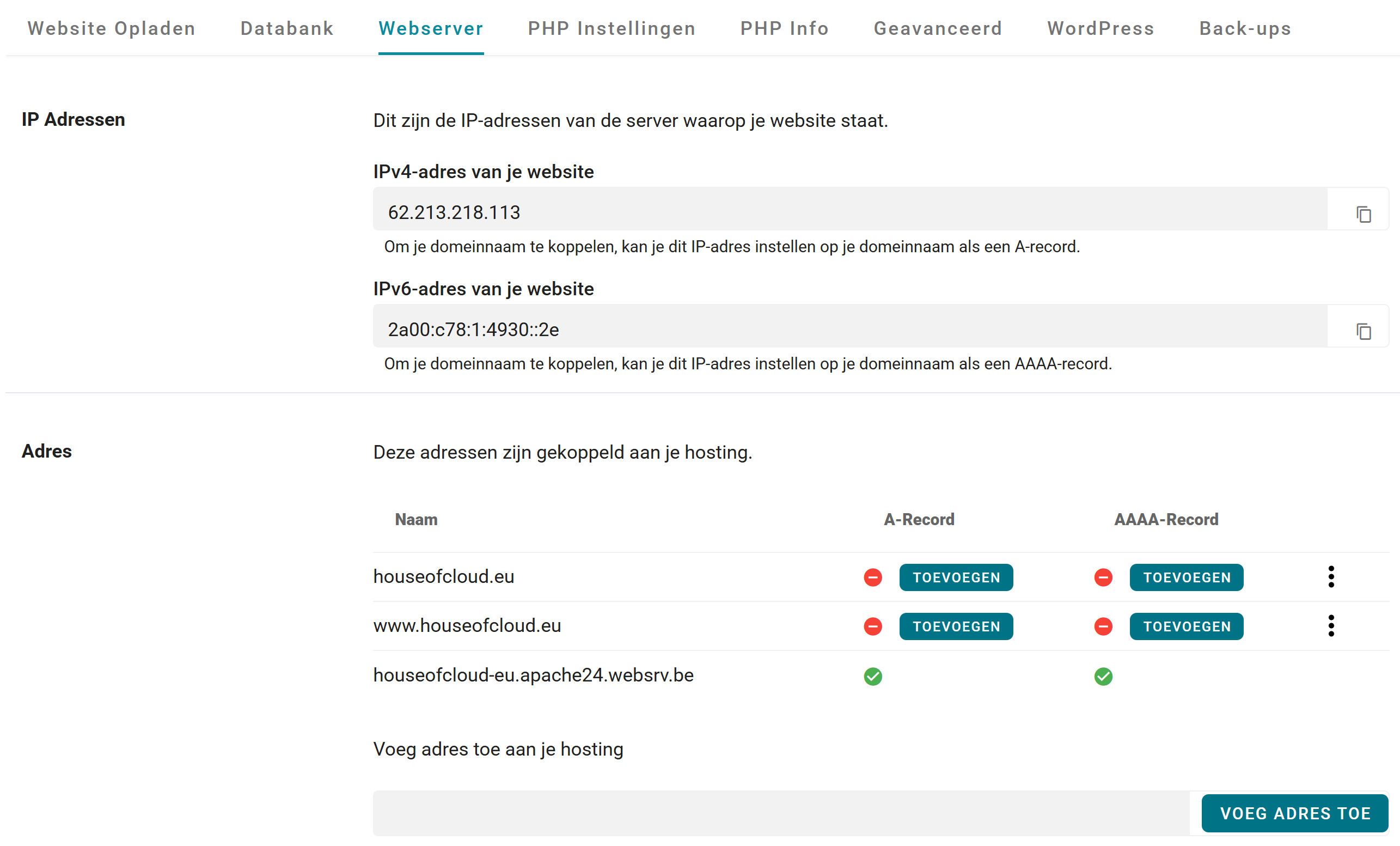 zo koppel je je domeinnaam en je website in het nomeo controlepaneel
