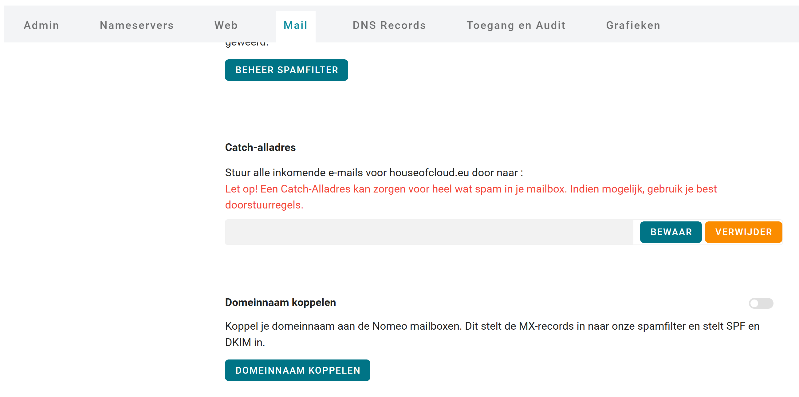 zo koppel je je domeinnaam aan je mailbox