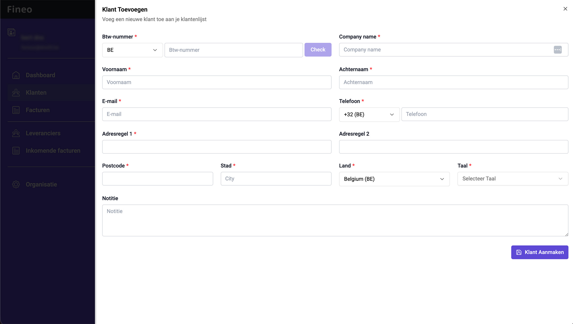 Voeg klanten toe screenshot