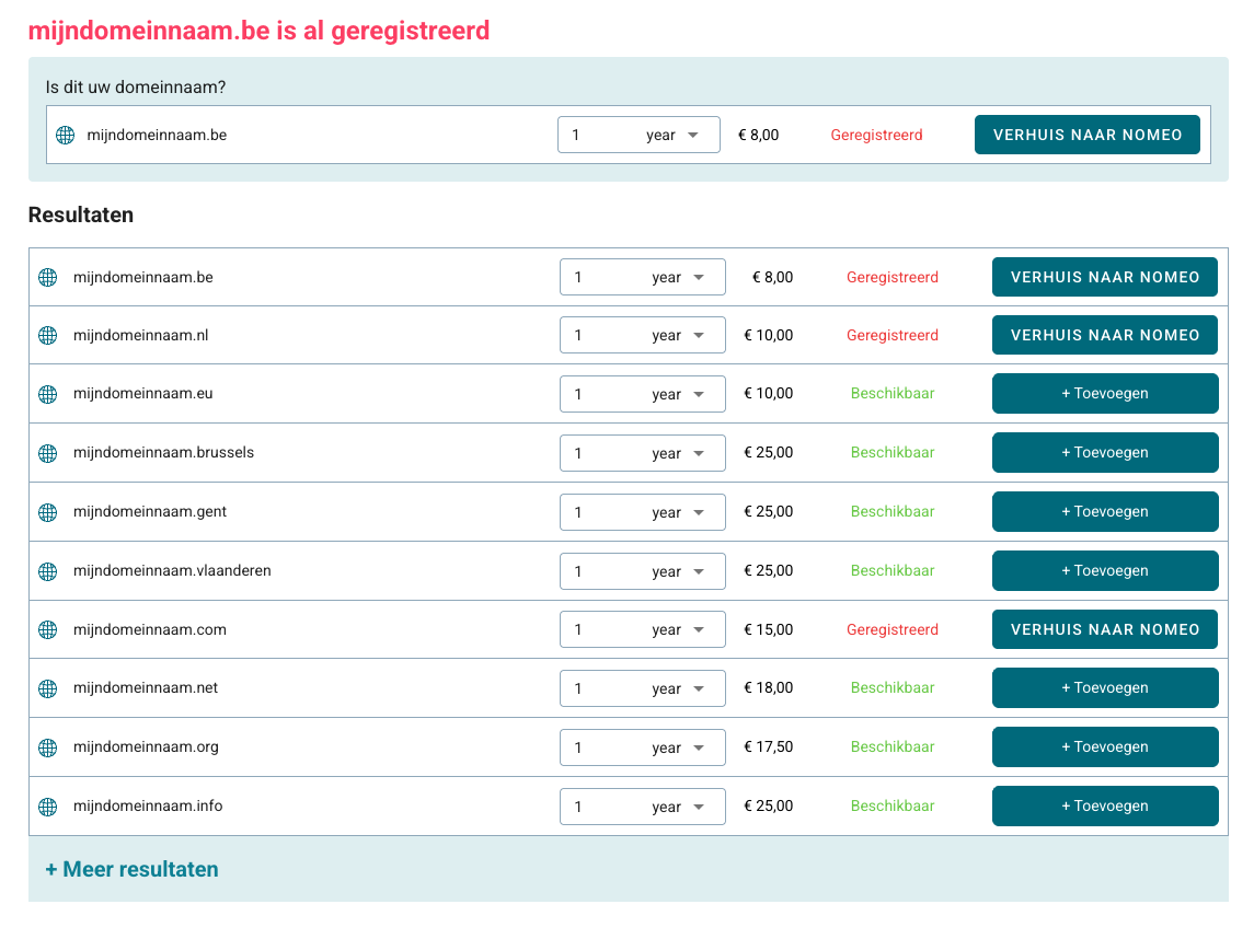 Domeinnaam controle Screenshot domeinnaam controle