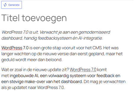 WP7 AI titel genereren screenshot