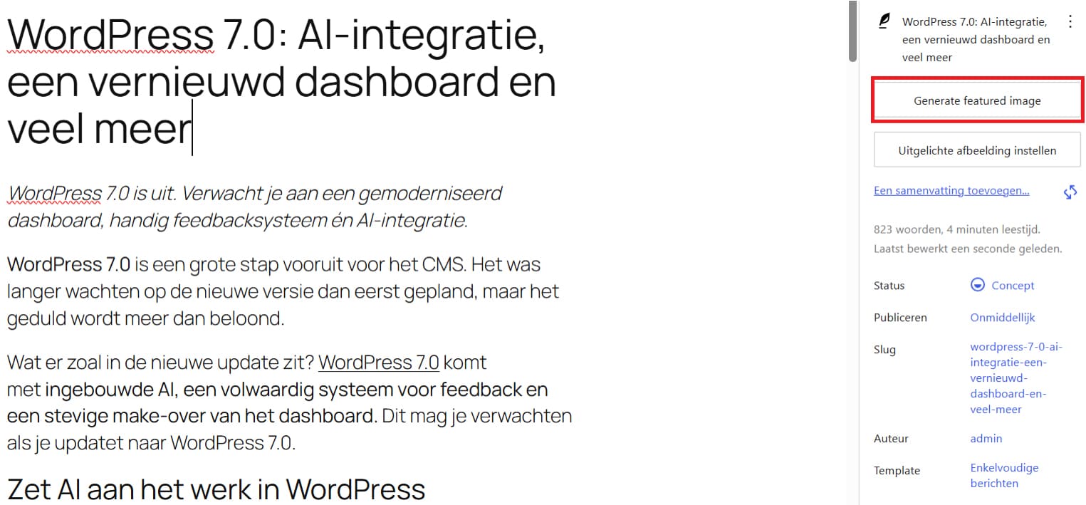 WP7 ai genereer afbeelding screenshot