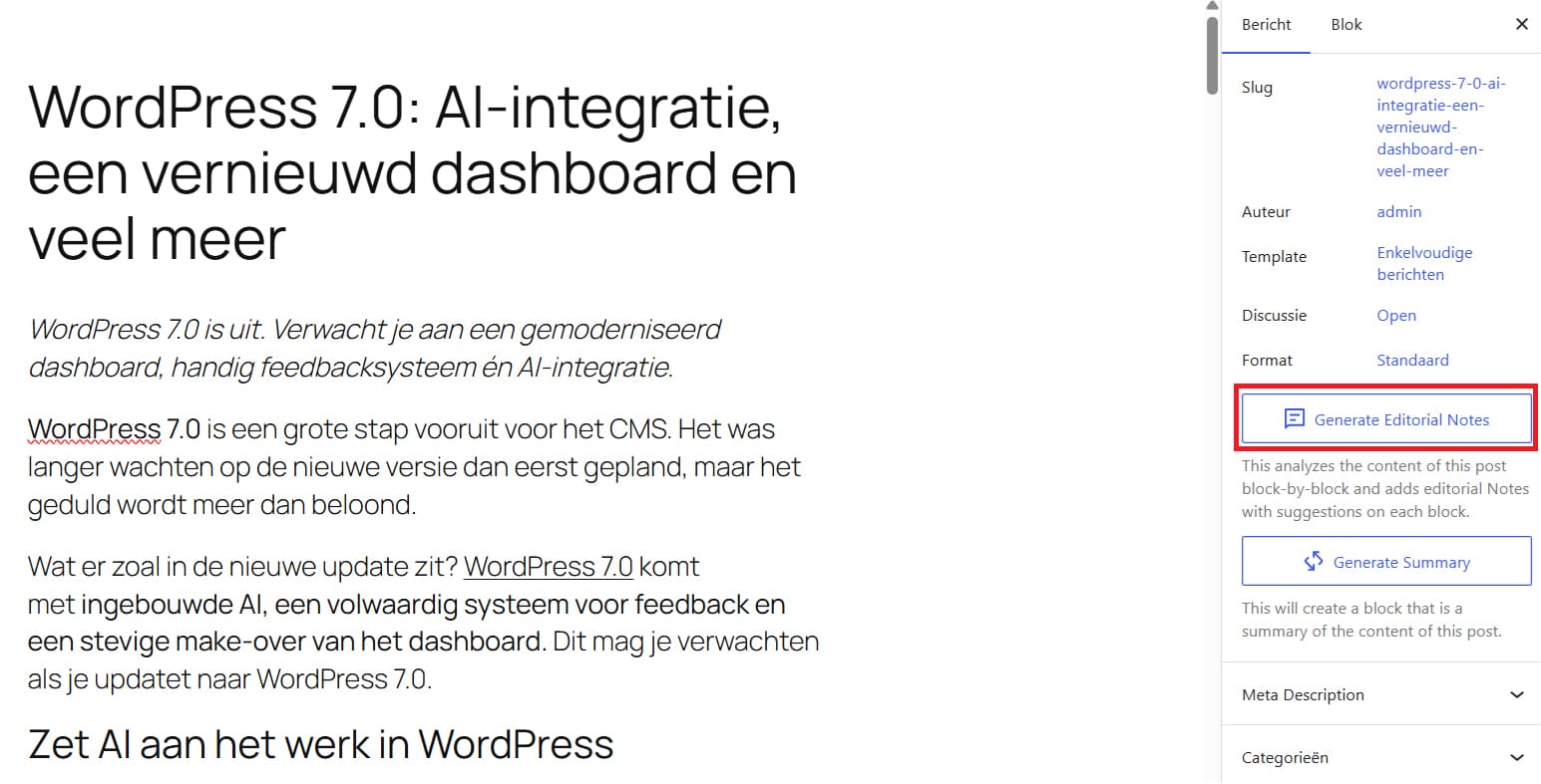WP7 AI aantekening screenshot